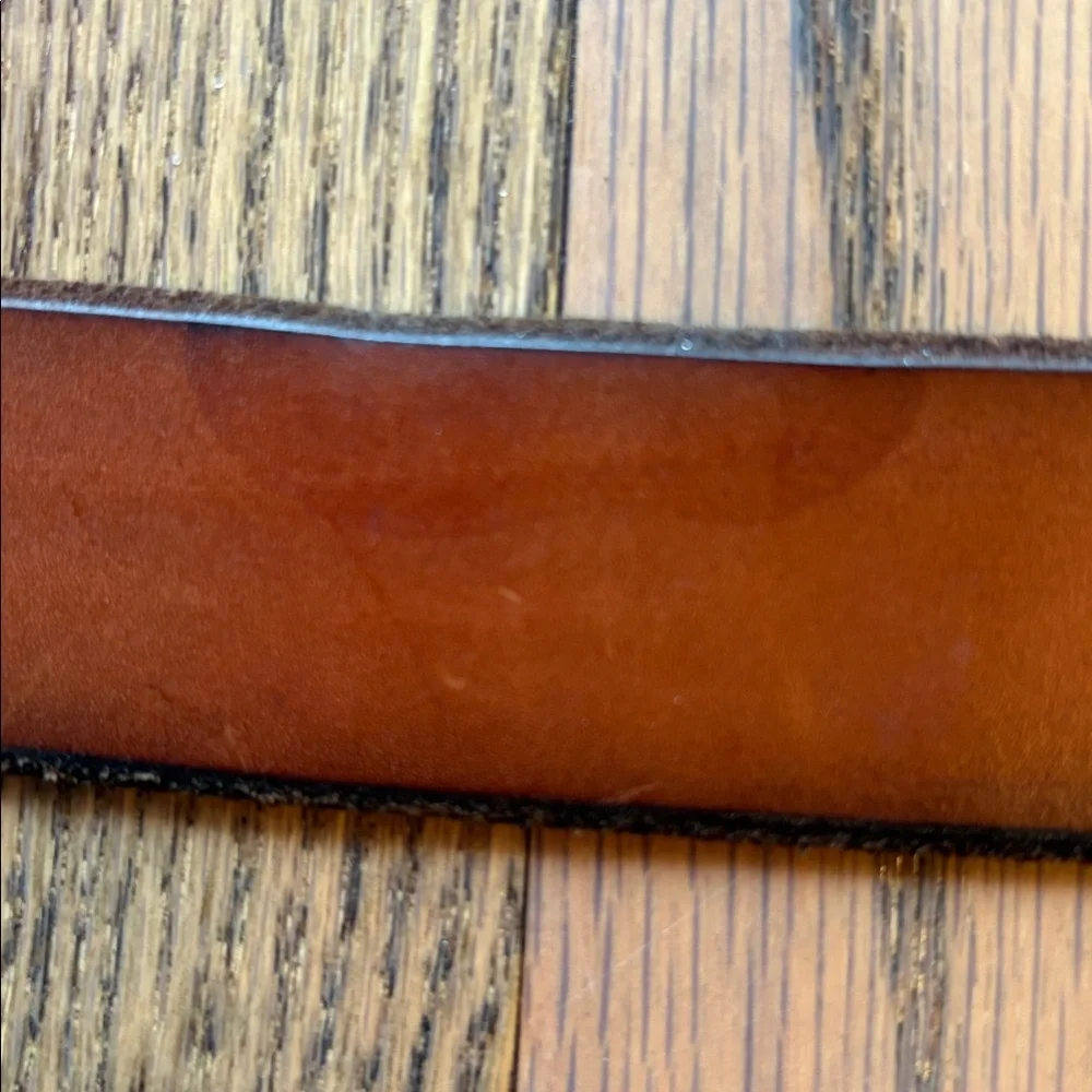 Fossil sz M brown leather belt with brass/leather buckle